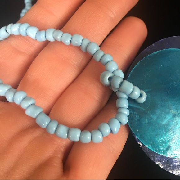 Blue and Teal Double Circle Pendant Necklace - Picture 3 of 8